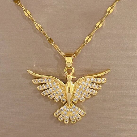 Gold Phoenix Rising Necklace - Picture 2 of 6
